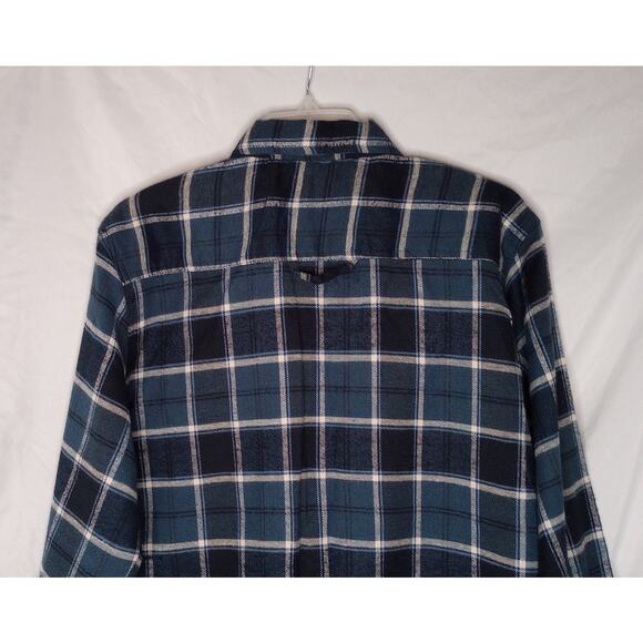 Stanley Blue & White Plaid Flannel Button Front Long Sleeve Shirt - Picture 6 of 12